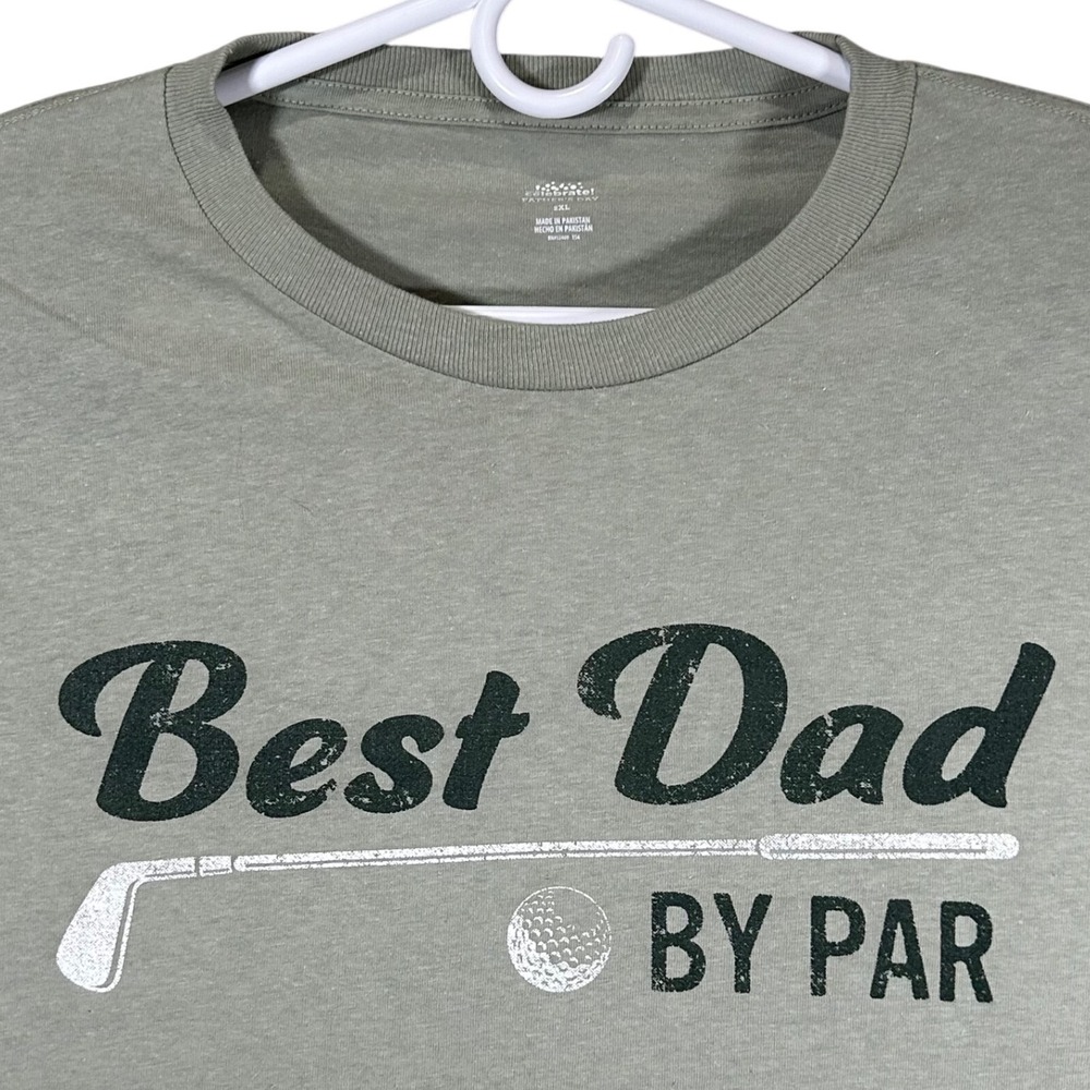 Best Dad By Par Golf Graphic T-Shirt Light Green Mens Size 2XL New